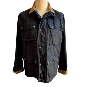Taylor Supply Waxed Canvas Barn Coat Mens sz L Black Chore Field Jacket Preppy
